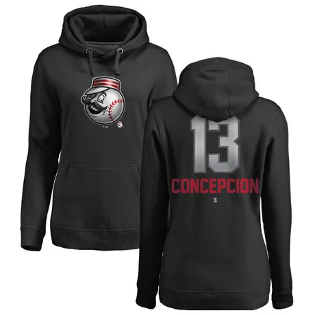 Women's Dave Concepcion Black Midnight Mascot Pullover Hoodie