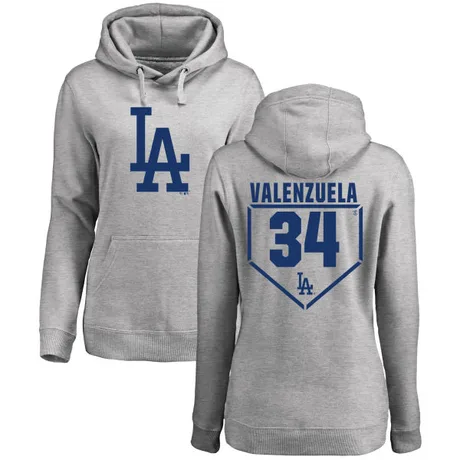 Women's Fernando Valenzuela Gray RBI Pullover HoodieHeathered