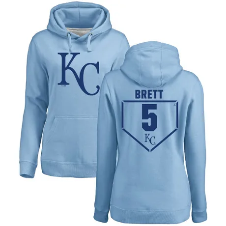 Women's George Brett Light Blue RBI Pullover Hoodie