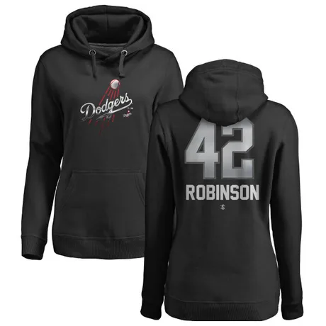 Women's Jackie Robinson Black Midnight Mascot Pullover Hoodie