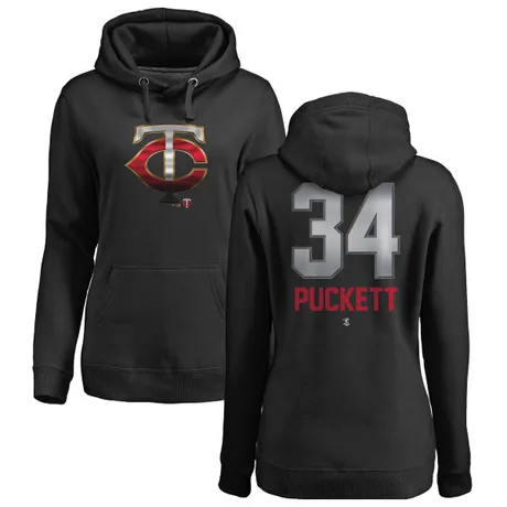 Women's Kirby Puckett Black Midnight Mascot Pullover Hoodie
