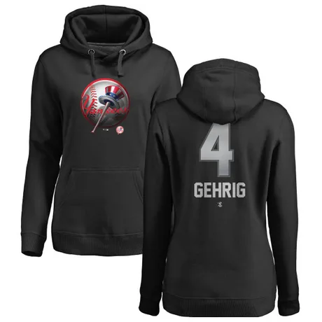 Women's Lou Gehrig Black Midnight Mascot Pullover Hoodie
