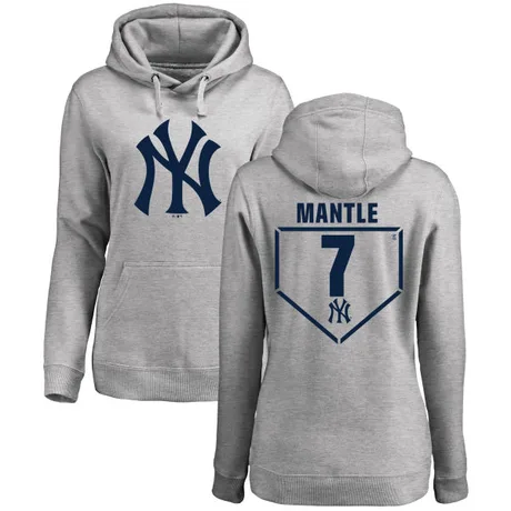 Women's Mickey Mantle Gray RBI Pullover HoodieHeathered