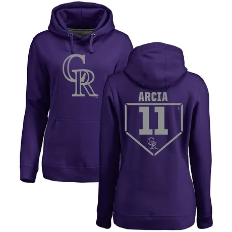 Women's Orlando Arcia Purple RBI Pullover Hoodie