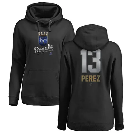 Women's Salvador Perez Black Midnight Mascot Pullover Hoodie