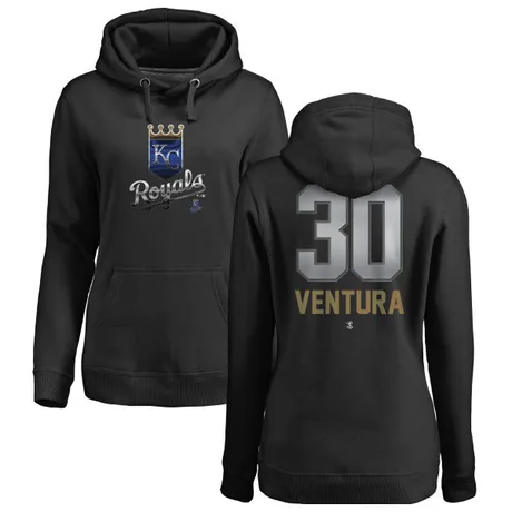 Women's Yordano Ventura Black Midnight Mascot Pullover Hoodie