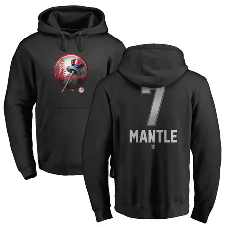 Youth Mickey Mantle Black Midnight Mascot Pullover Hoodie