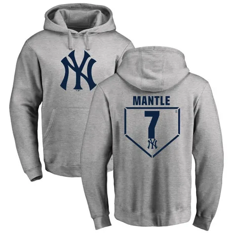 Youth Mickey Mantle Gray RBI Pullover HoodieHeathered